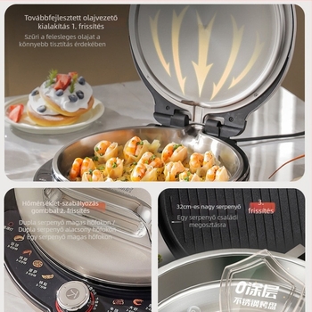 LR-XGR3297 Liren elektromos sütőedény rozsdamentes acél bevonat nélküli, 38 mm mély, 29–31 cm átmérő, 2000W, otthoni használatra