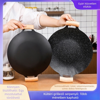 Kültéri koreai stílusú grillserpenyő Maifan-kő bevonattal, tapadásmentes, sütésre, pirításra és párolásra
