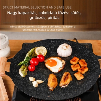 Kültéri koreai stílusú grillserpenyő Maifan-kő bevonattal, tapadásmentes, sütésre, pirításra és párolásra
