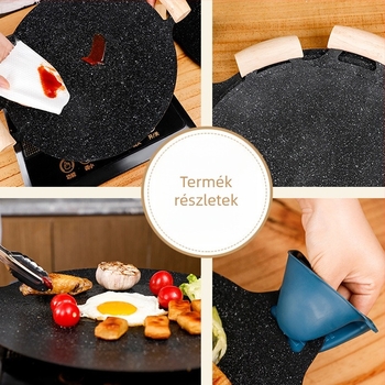 Kültéri koreai stílusú grillserpenyő Maifan-kő bevonattal, tapadásmentes, sütésre, pirításra és párolásra