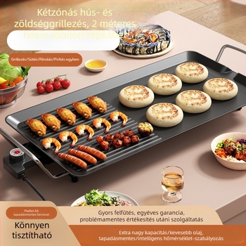 Kompakt koreai stílusú multifunkciós elektromos grillsütő integrált serpenyővel és grillrács