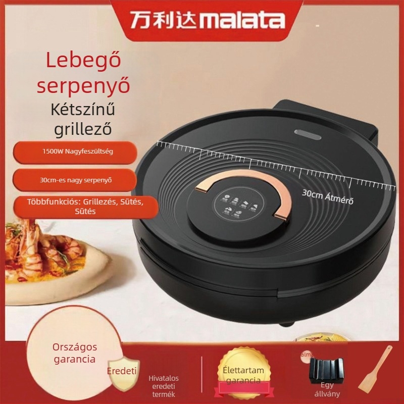 Malata 9321 Elekromos palacsinta serpenyő kettős fűtéssel, függő dizájn, 1300W, 220V, 4–5 adag