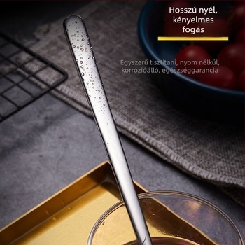 Élelmiszer-minőségű rozsdamentes acél hosszú nyelű kanál – modern minimalist design, alkalmas gyerekeknek, diákoknak, terhes nőknek, felnőtteknek és idős embereknek; testreszabás elérhető.