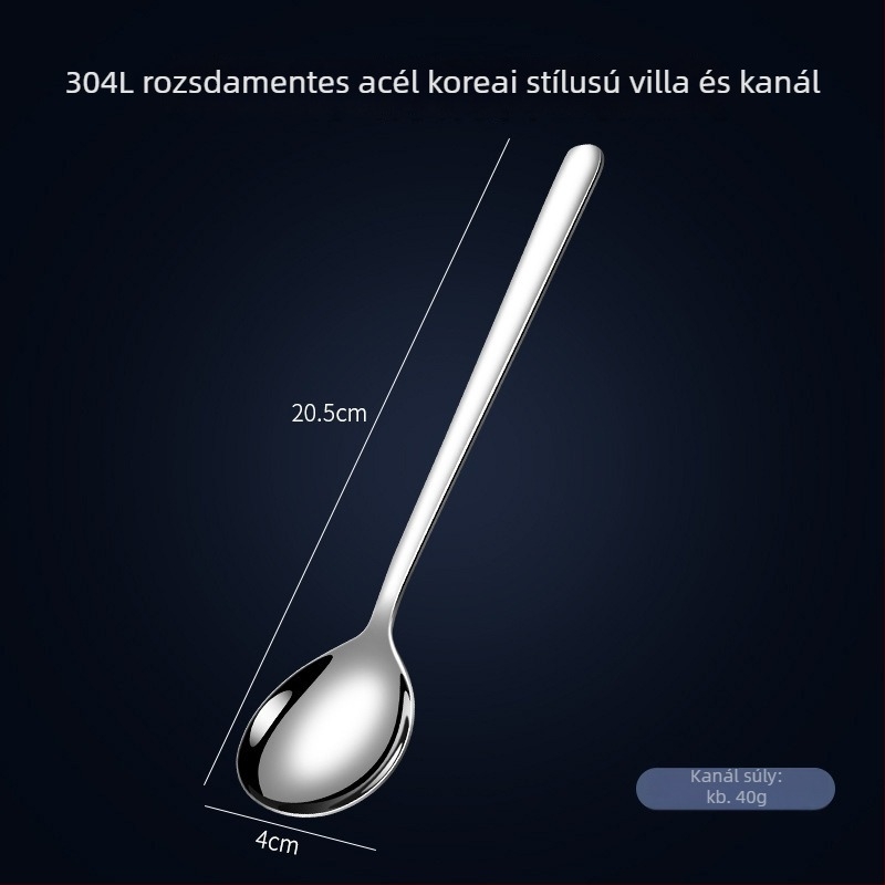 Élelmiszer-minőségű rozsdamentes acél hosszú nyelű kanál – modern minimalist design, alkalmas gyerekeknek, diákoknak, terhes nőknek, felnőtteknek és idős embereknek; testreszabás elérhető.