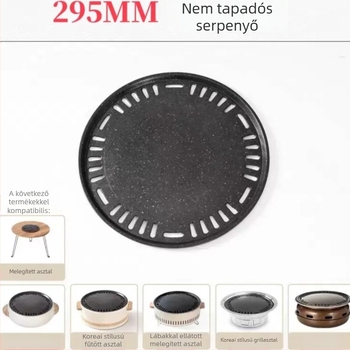 Koreai stílusú grillserpenyő - kerek vasból, hordozható, rozsdamentes, 400 g (kerek vasból; hordozható; rozsdamentes; 400 g)
