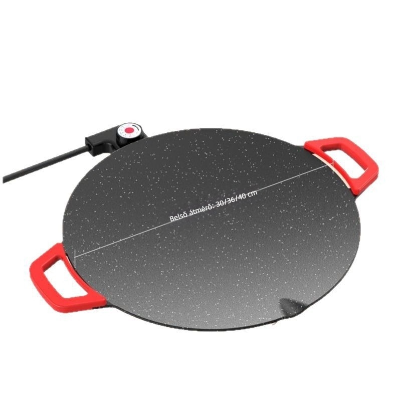 Elektromos grill tál, kerek, orvosi kő anyagú, tapadásmentes, hordozható, többfunkciós, prémium minőség