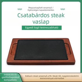 Vas Tomahawk steak lemez – négyszögletes teppanyaki lemez kereskedelmi konyhákhoz, hőmegtartó