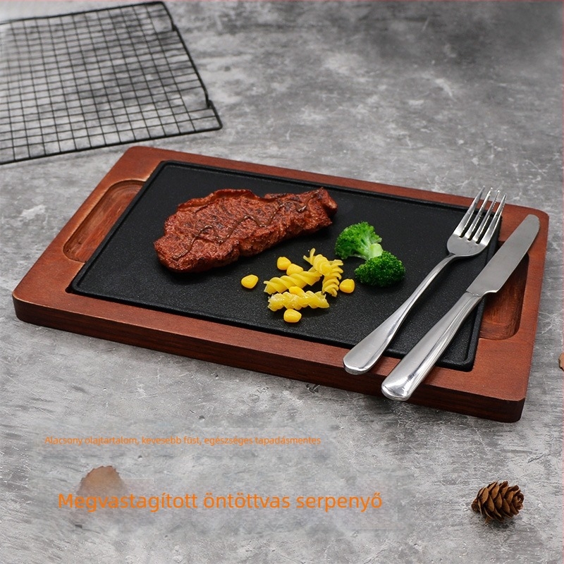 Vas Tomahawk steak lemez – négyszögletes teppanyaki lemez kereskedelmi konyhákhoz, hőmegtartó