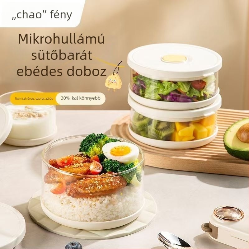 Frissítő tál: kör alakú boroszilikát üveg, légmentesen zárható, mikróbarát, 800–1000 ml