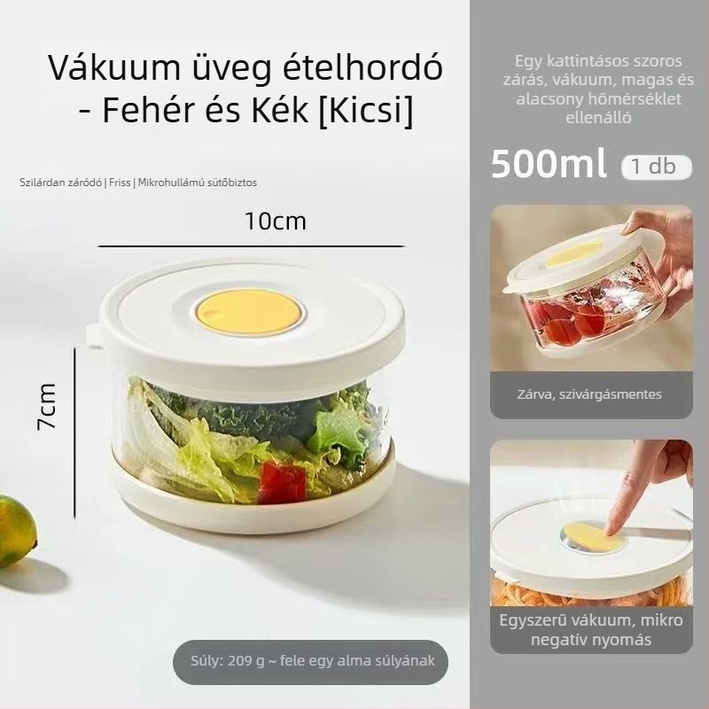 Frissítő tál: kör alakú boroszilikát üveg, légmentesen zárható, mikróbarát, 800–1000 ml