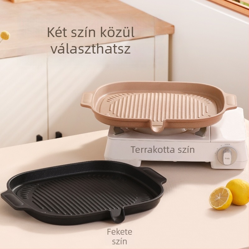 Koreai stílusú többfunkciós serpenyő Maifan kővel, steak sütéséhez és grillezéshez