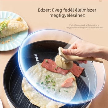 Háztartási elektromos grill serpenyő kétoldali fűtéssel, 1300 W, 220 V, tapadásmentes felület, érintéses vezérlés