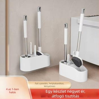 Négy az egyben vécé kefés készlet alappal, dugóval, tisztító kefével, falra szerelhető — műanyag, 570 g