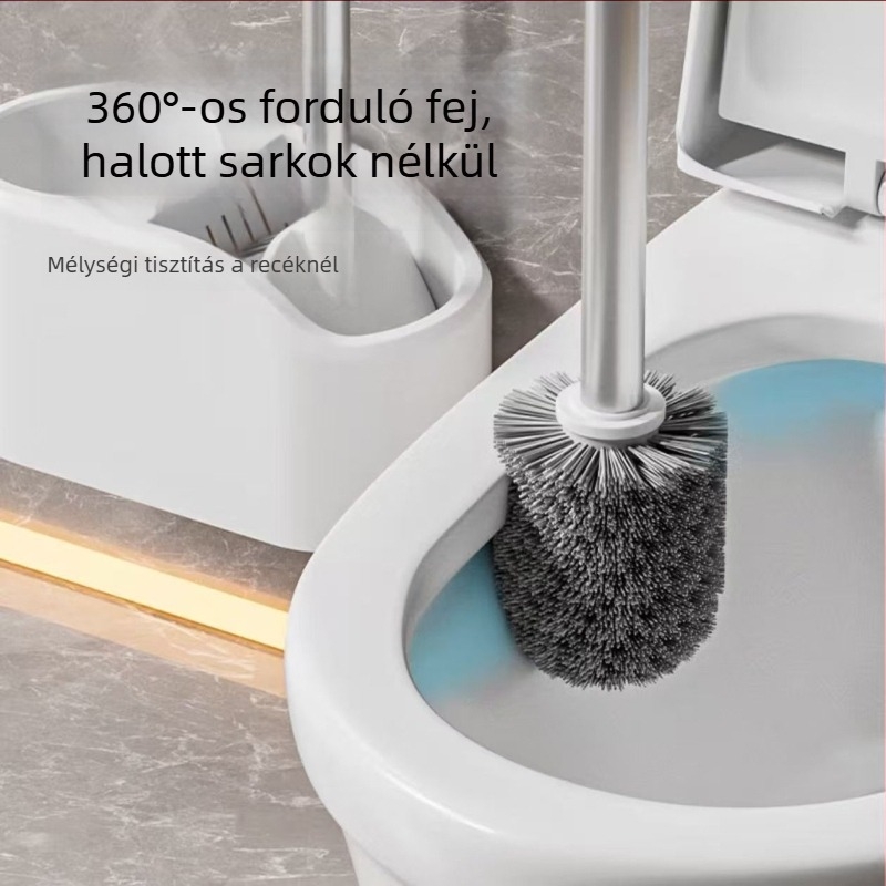 Négy az egyben vécé kefés készlet alappal, dugóval, tisztító kefével, falra szerelhető — műanyag, 570 g