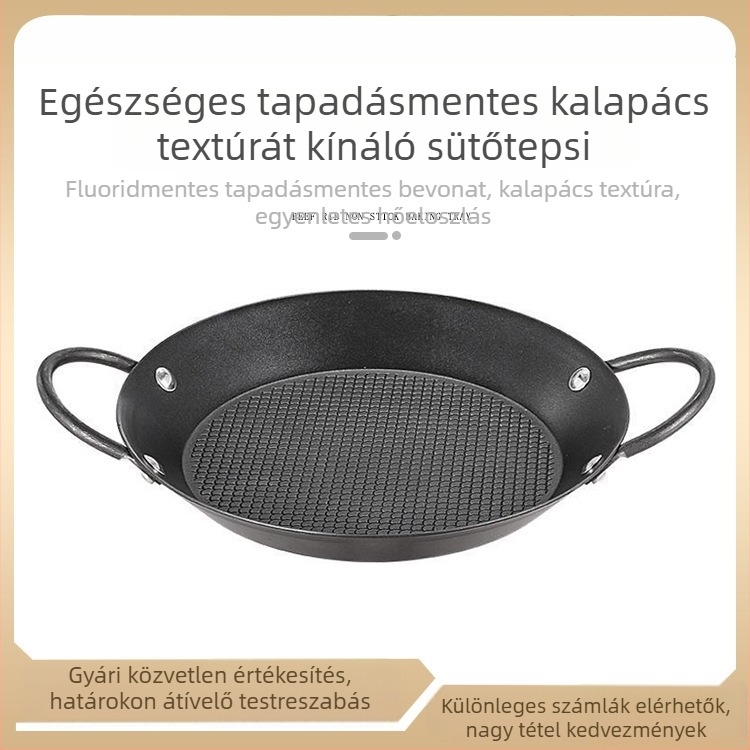 Öntöttvas tapadásmentes serpenyő két fogantyúval – kerek forma, többfunkciós, hordozható, könnyen tisztítható