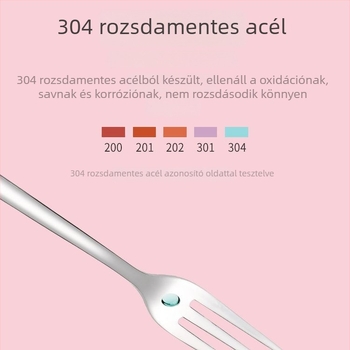 304 rozsdamentes acélból készült gyümölcs villa, kreatív stílus, virágos mintázat, logó nyomtatva, textilkerékkel polírozva