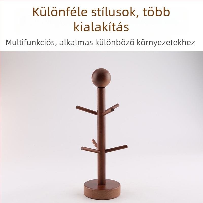 Asztali pohártartó faanyagból – modern egyszerű stílus, súly 330 g, asztalra szerelhető, 2021 nyarán bevezetve