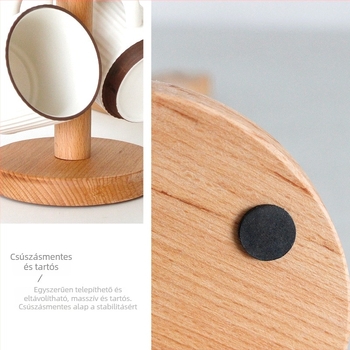 Csészetartó — bükkfa, fúrás nélkül, 0,45 kg, modern minimalist stílus