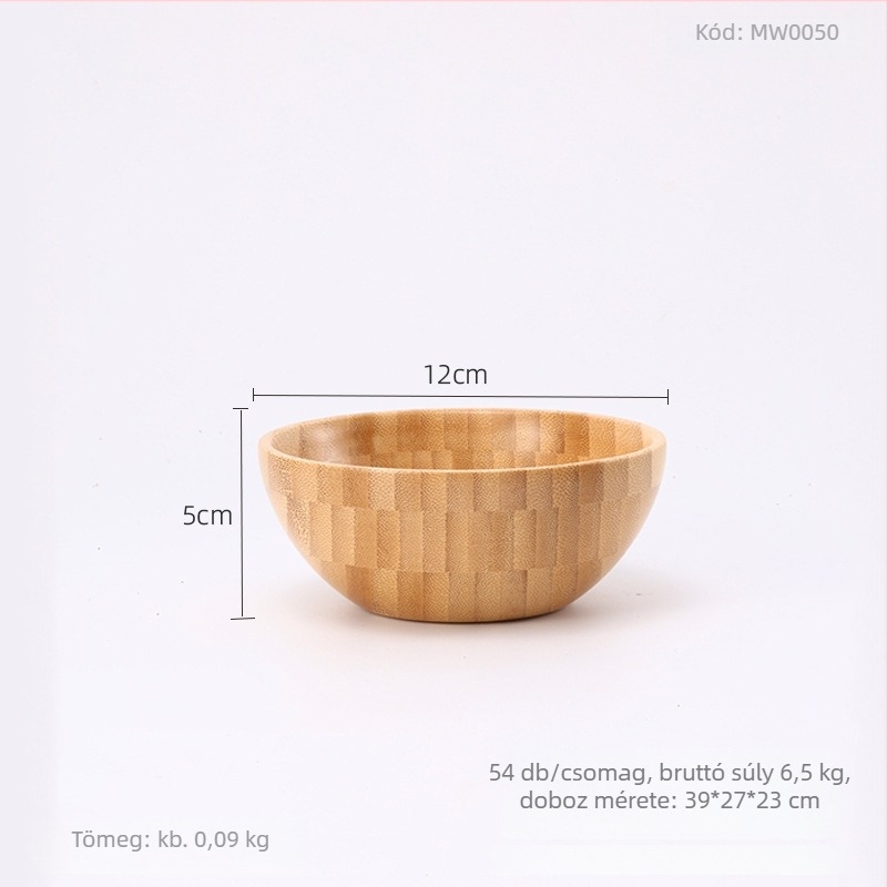 Bambusz kerek saláta- és keverőtál, modern minimalista stílus, nyomtatott logó és testreszabás