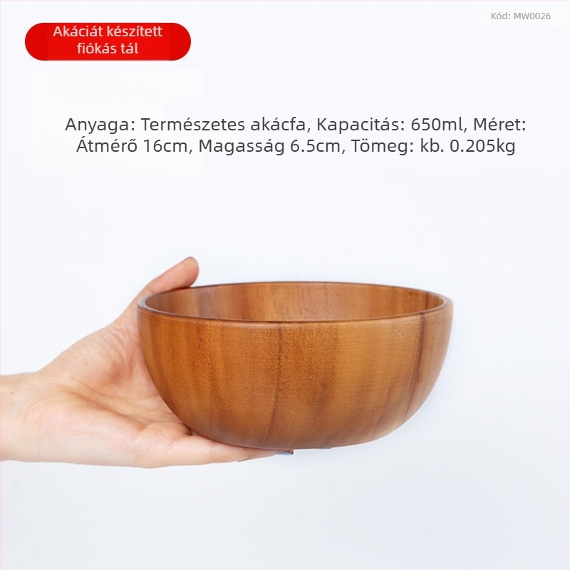 Bambusz kerek saláta- és keverőtál, modern minimalista stílus, nyomtatott logó és testreszabás