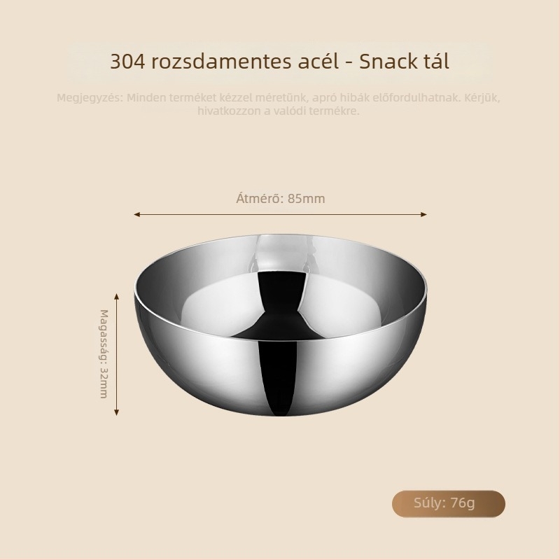 304 rozsdamentes acél – fűszerező és szósz tál, kerek, modern minimalista stílus, nem alkalmas mikrohullámú sütő