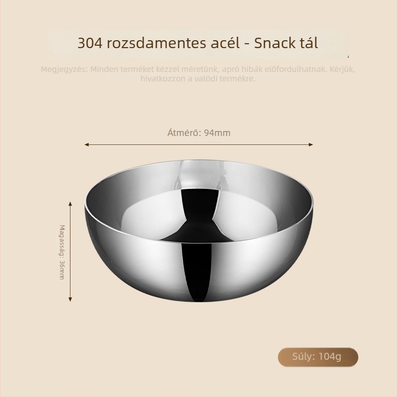 304 rozsdamentes acél – fűszerező és szósz tál, kerek, modern minimalista stílus, nem alkalmas mikrohullámú sütő