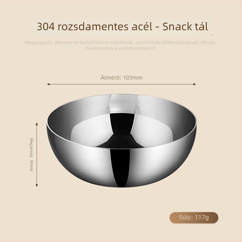 304 rozsdamentes acél – fűszerező és szósz tál, kerek, modern minimalista stílus, nem alkalmas mikrohullámú sütő