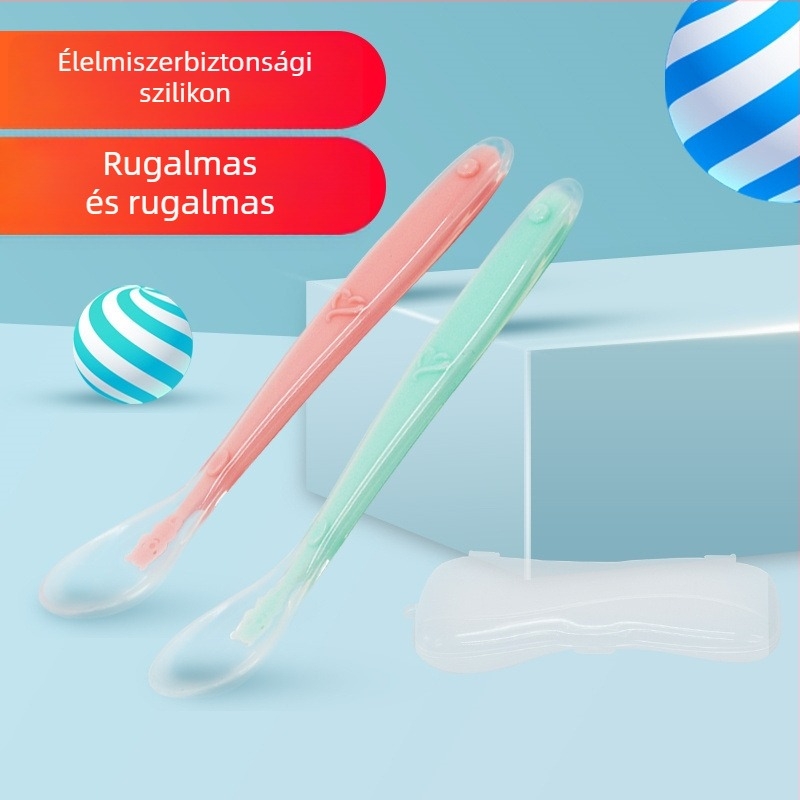 Szilikon baba etetőkanál puha fejjel – Minimalista etetőkanál 3 hónapos kortól