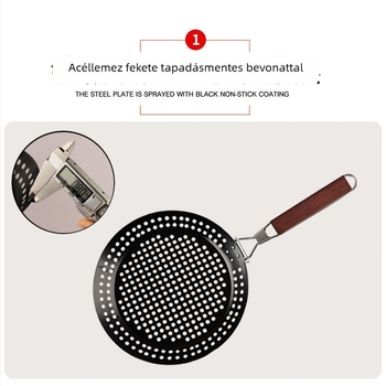 Rozsdamentes acélból készült kerek grillstálca, elektroplatált, összecsukható, hordozható, súly 0,61
