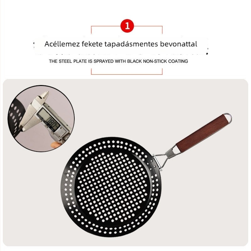 Rozsdamentes acélból készült kerek grillstálca, elektroplatált, összecsukható, hordozható, súly 0,61