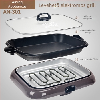 AN-301 Elektromos grillserpenyő halakhoz, elválasztható, hal papírral csomagolva
