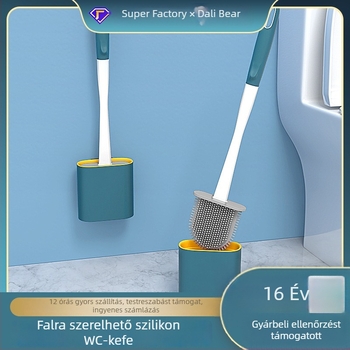 Silikon WC-tisztító kefe hosszú nyéllel – háztartási fürdőszobához, alapos tisztítás holt sarkok nélkül