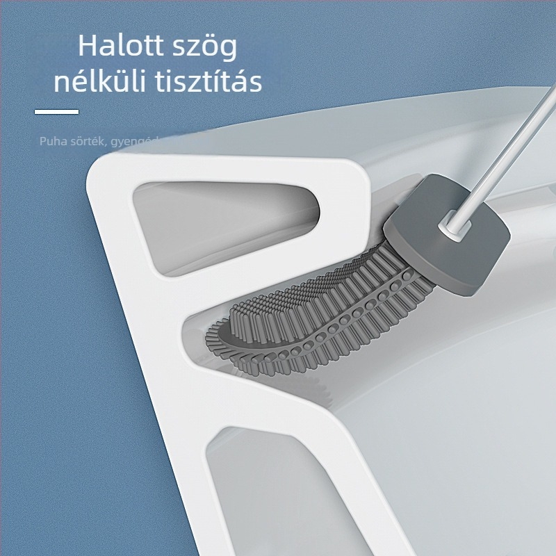 Silikon WC-tisztító kefe hosszú nyéllel – háztartási fürdőszobához, alapos tisztítás holt sarkok nélkül