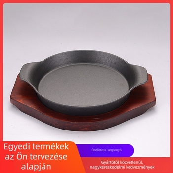 Kör vas grillplatta – hordozható teppanyaki-stílusú grillsütő pizza és steak számára, 0,9 kg, új kínai stílus