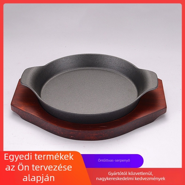 Kör vas grillplatta – hordozható teppanyaki-stílusú grillsütő pizza és steak számára, 0,9 kg, új kínai stílus