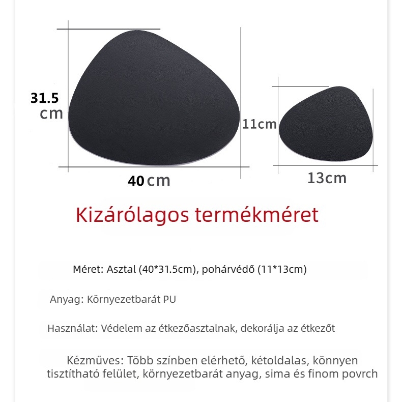 PVC étkezési alátét, szabálytalan forma, könnyű luxus stílus, első osztályú termék