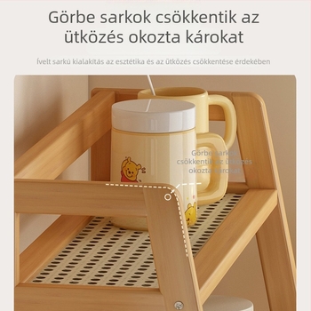 Asztali bambusz tároló, 2 rétegű, többfunkciós, minimalist
