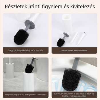 Hosszú nyelű WC-tisztító kefe sarkok tisztítására, falra szerelhető fürdőszobai tisztító készlet