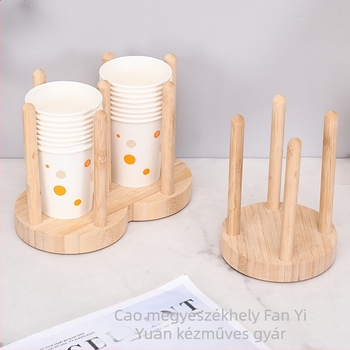 Fából készült pohártartó, modern minimalist design, beépített tartó, egyszer használatos papírpoharakhoz