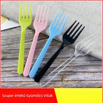 Élelmiszer-minőségű műanyagból készült gyümölcs villa, egyszerű stílus, gyermekeknek megfelelő.