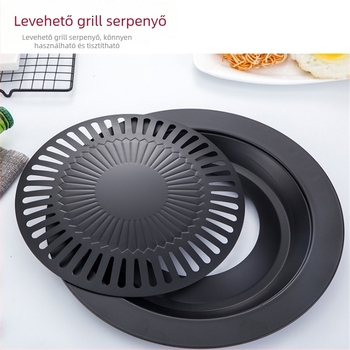 Kör alakú kültéri grillsütő serpenyő Maifan kővel, teppanyaki és koreai BBQ-hoz, kazettás főzőhöz kompatibilis