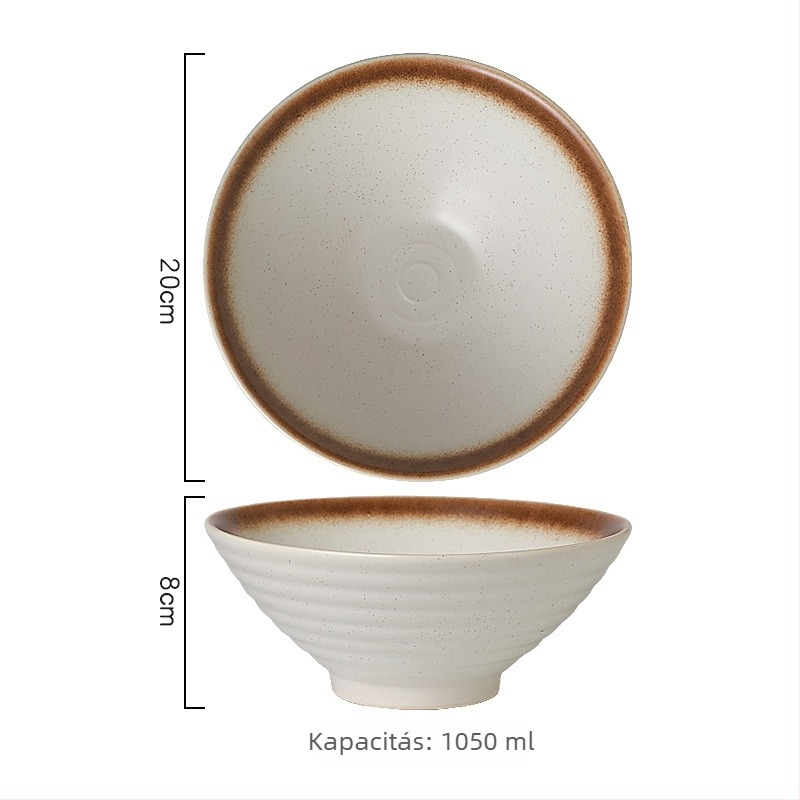 Kerámiából készült ramen tál, kerek alak, mikrohullámú sütőben használható, alá-glazúr felület, testreszabható
