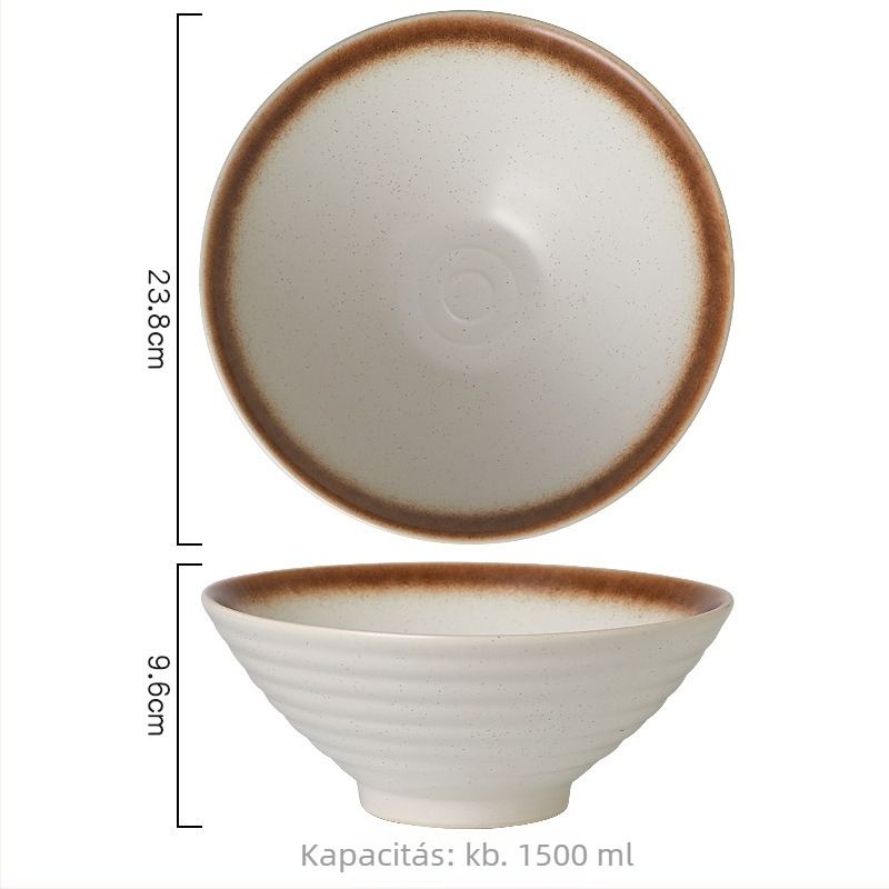 Kerámiából készült ramen tál, kerek alak, mikrohullámú sütőben használható, alá-glazúr felület, testreszabható