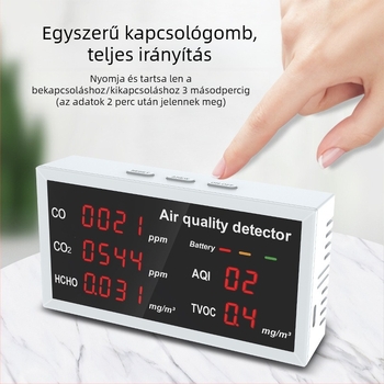 Beltéri levegőminőség-mérő – Modell W17, detektálja HCHO, CO2 és TVOC, tartomány 400–5000, 5 PPM pontosság, USB-tápellátás