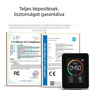 3-in-1 CO2, hőmérséklet és páratartalom monitor otthoni levegőminőséghez