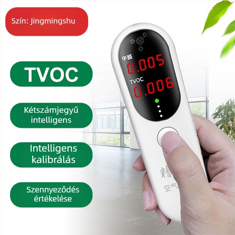 JMS-11 belső formaldehid detektor otthoni használatra — belső formaldehid mérés, tartomány 2.888㎡, pontosság 0.001, méretek 133×43×24mm