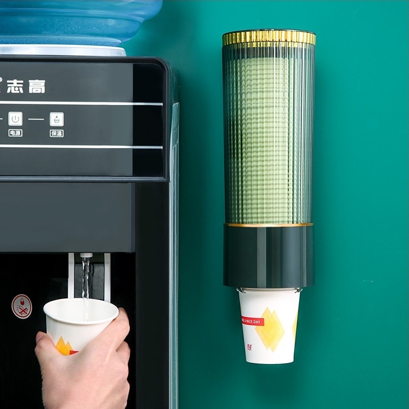Pohártartó automatikus pohárkieséssel, PET anyagú, falra szerelhető, fúrás nélküli
