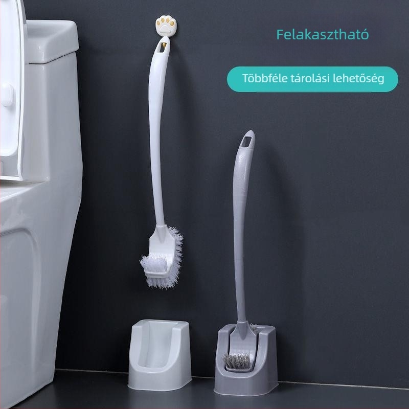 Háztartási WC-kefe készlet dupla fejű kefével és tartóval