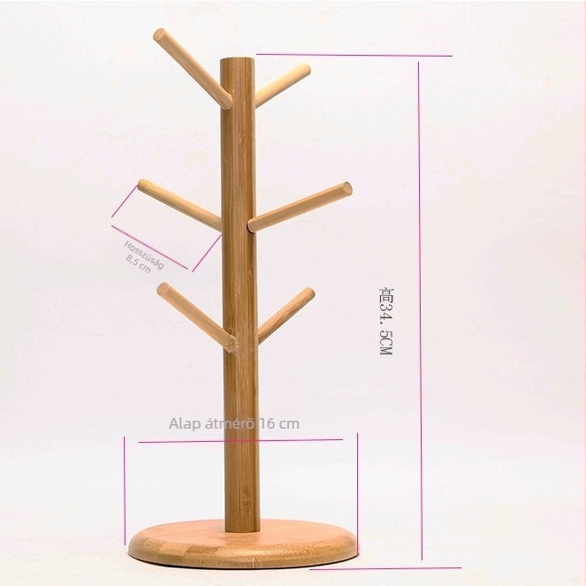 Bambuszból készült bögretartó, fa alakú, minimalist dizájn a lakásba