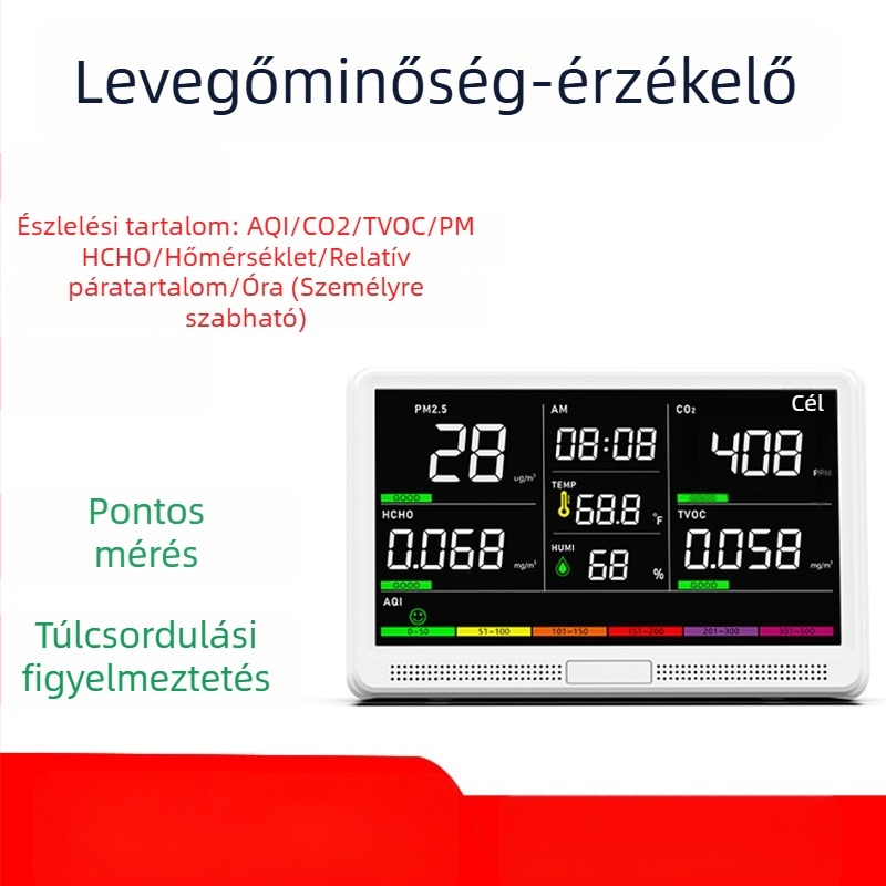 Lofita Ak22a Légminőség-érzékelő – Tízben egyben: formaldehid, széndioxid, PM2.5/PM10, TVOC, hőmérséklet és páratartalom; Modell Ak22a, tartomány 0-2000, pontosság 1 ppm